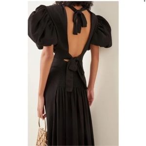 Rotate Birger Christensen - Black Satin Puff Sleeve Dress